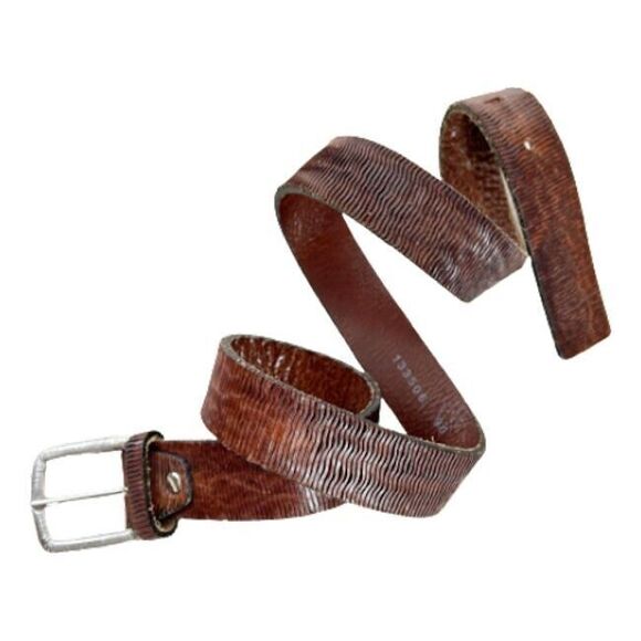 BALDININI Belt S/M Wavy Brown Leather Silver Square Buckle 90cm Made in ITALY - Picture 3 of 13